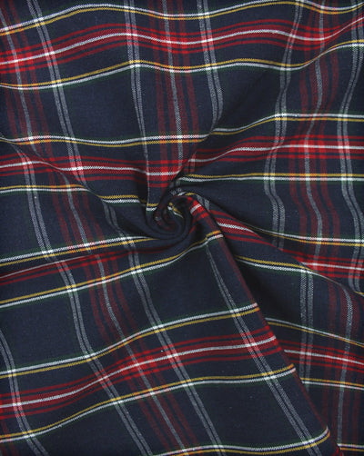 Blue And Red Checks Yarn Dyed Cotton Fabric