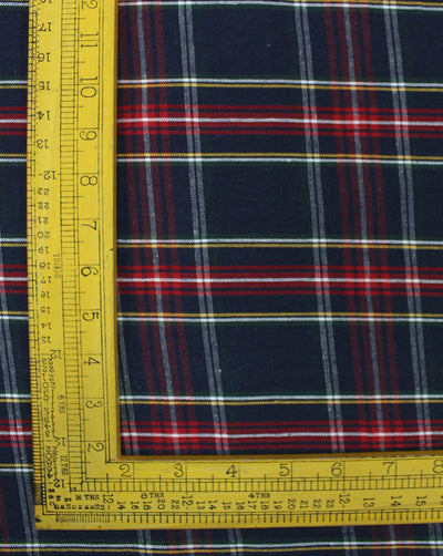 Blue And Red Checks Yarn Dyed Cotton Fabric