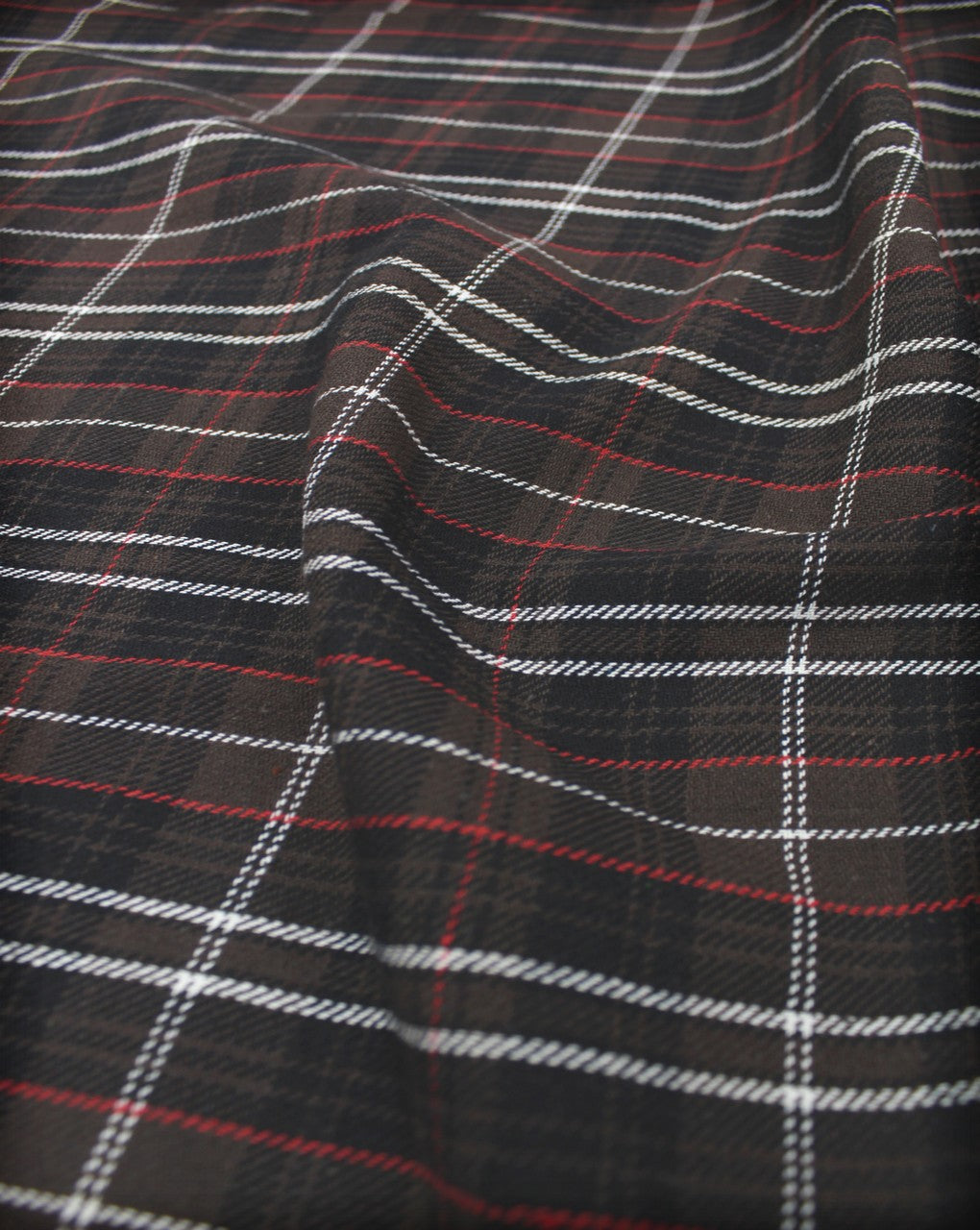 Brown And White Checks Yarn Dyed Cotton Fabric