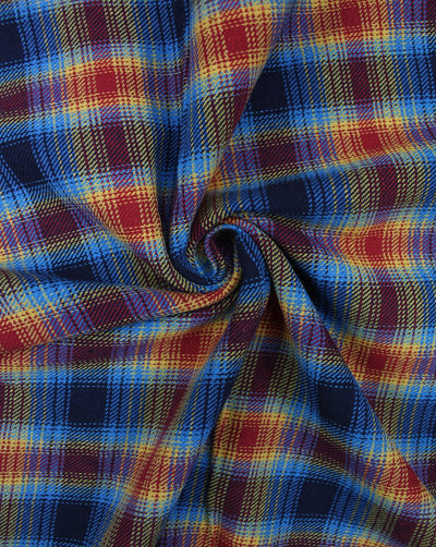 Red And Blue Checks Yarn Dyed Cotton Fabric