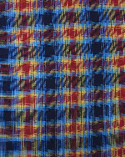 Red And Blue Checks Yarn Dyed Cotton Fabric