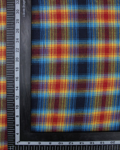 Red And Blue Checks Yarn Dyed Cotton Fabric