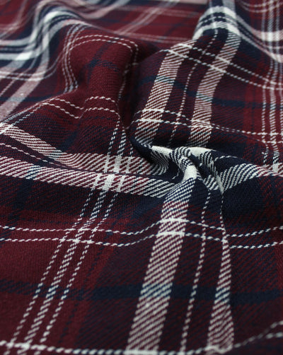 Maroon And Black Checks Yarn Dyed Cotton Fabric