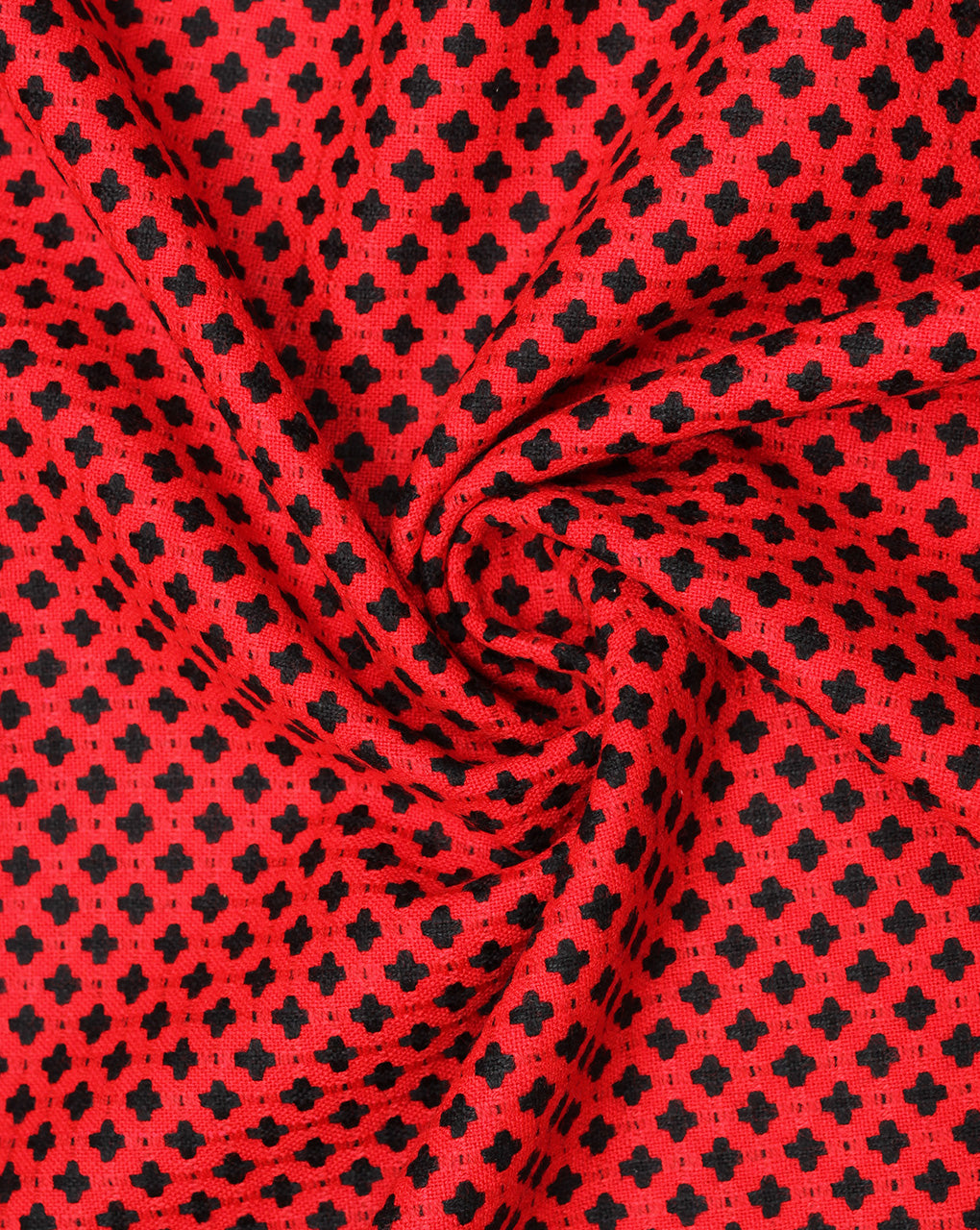 Red And Black Floral Design Acrylic Woolen Fabric