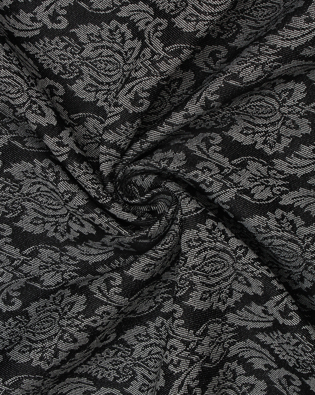 Grey And Black Floral Design 1 Denim Lycra Jacquard Fabric