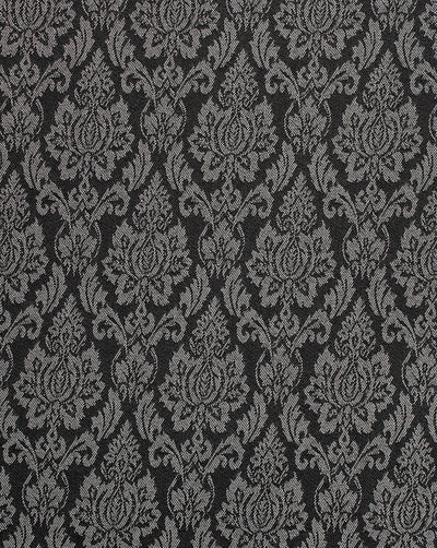 Grey And Black Floral Design 1 Denim Lycra Jacquard Fabric