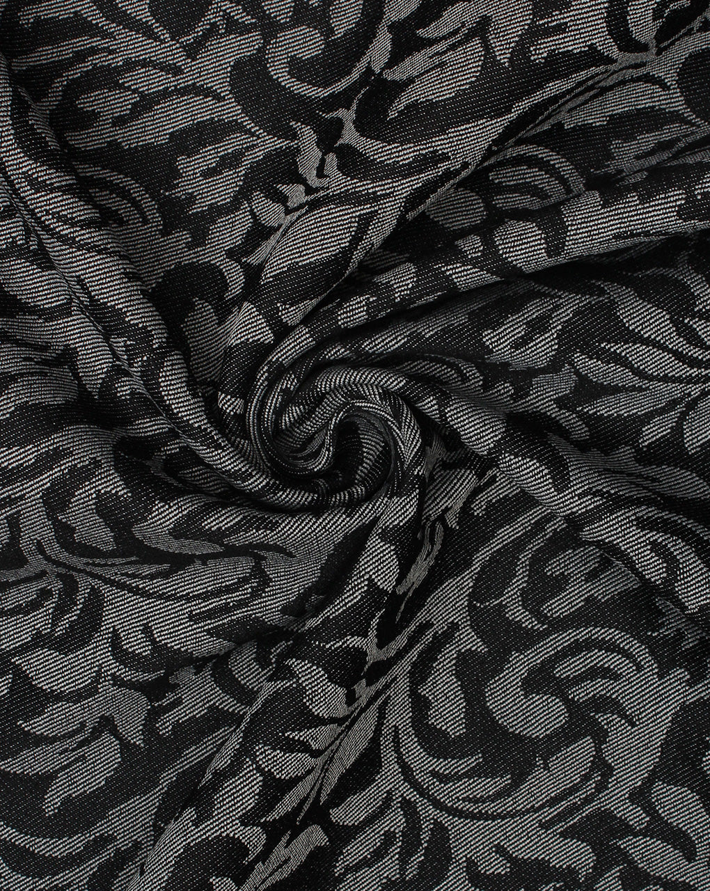 Grey And Black Floral Design 2 Denim Lycra Jacquard Fabric