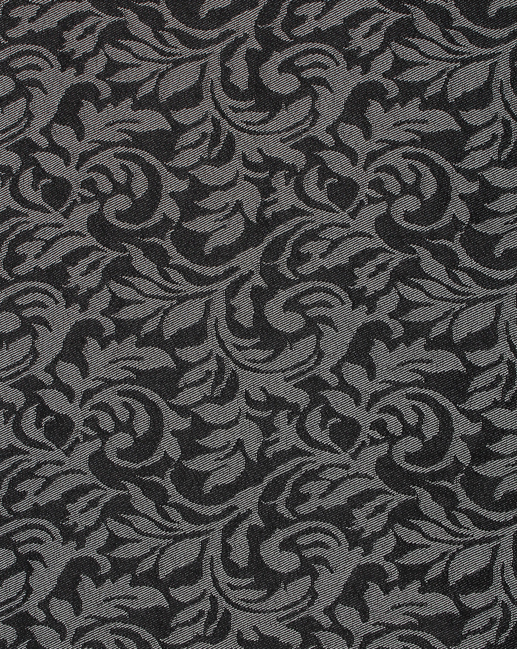 Grey And Black Floral Design 2 Denim Lycra Jacquard Fabric