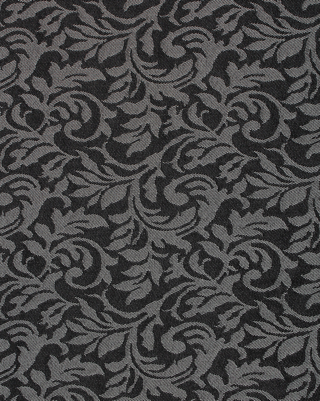 Grey And Black Floral Design 2 Denim Lycra Jacquard Fabric