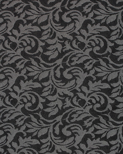 Grey And Black Floral Design 2 Denim Lycra Jacquard Fabric
