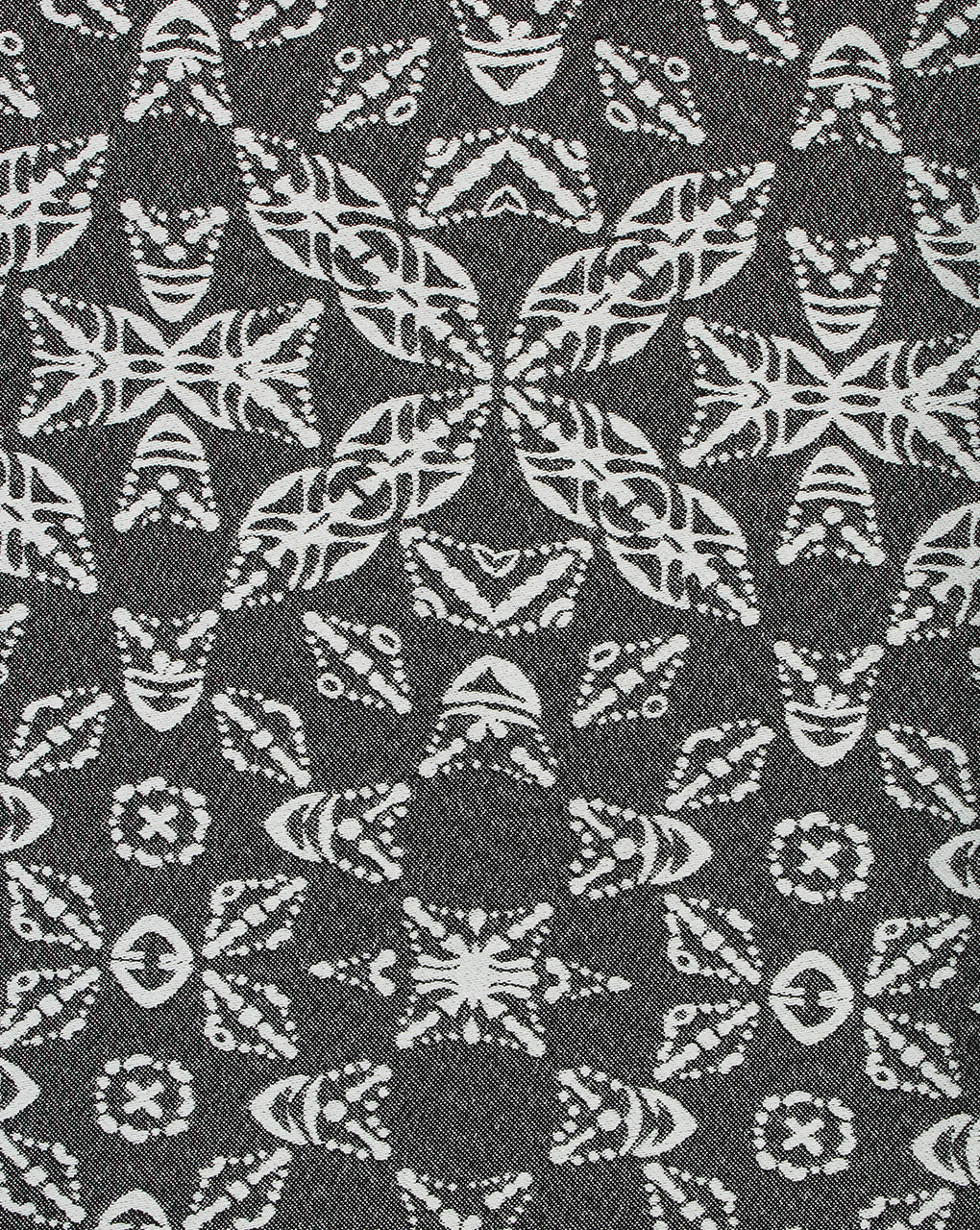 White And Grey Floral Design Denim Lycra Jacquard Fabric