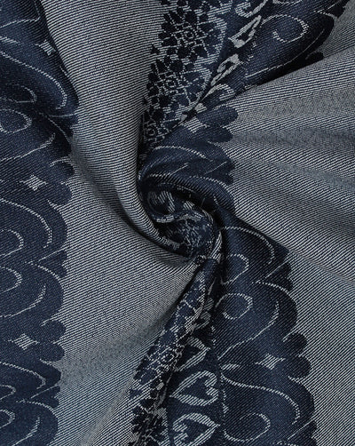 Grey And Blue Abstract Design 1 Denim Lycra Jacquard Fabric