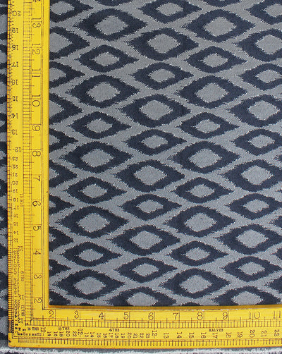 Grey And Blue Abstract Design 2 Denim Lycra Jacquard Fabric