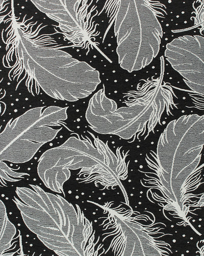 Grey And Black Floral Design Denim Lycra Jacquard Fabric