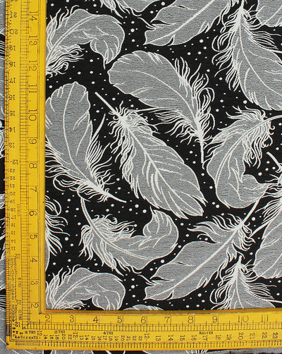 Grey And Black Floral Design Denim Lycra Jacquard Fabric