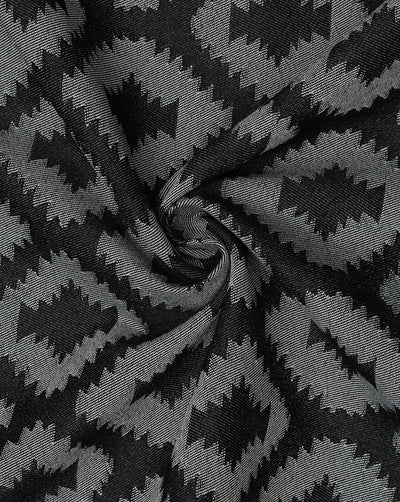 Grey And Black Abstract Design Denim Lycra Jacquard Fabric