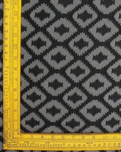 Grey And Black Abstract Design Denim Lycra Jacquard Fabric