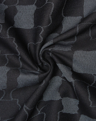 Black And Grey Abstract Design 4 Denim Lycra Jacquard Fabric