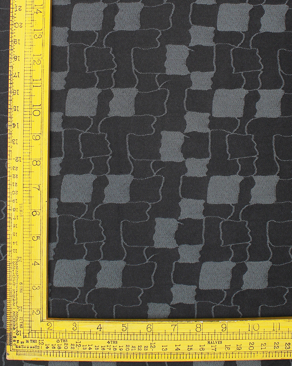 Black And Grey Abstract Design 4 Denim Lycra Jacquard Fabric