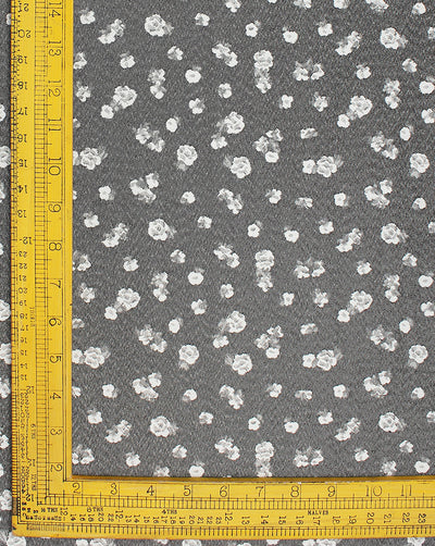 Grey And White Abstract Design Denim Lycra Jacquard Fabric
