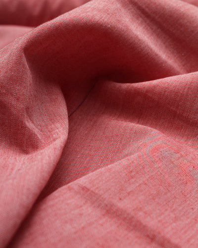 Plain Light Red Cotton Chambray Fabric