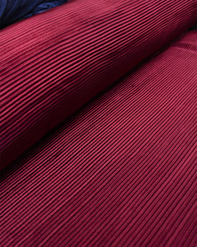 MAROON POLYESTER PLEATED FABRIC