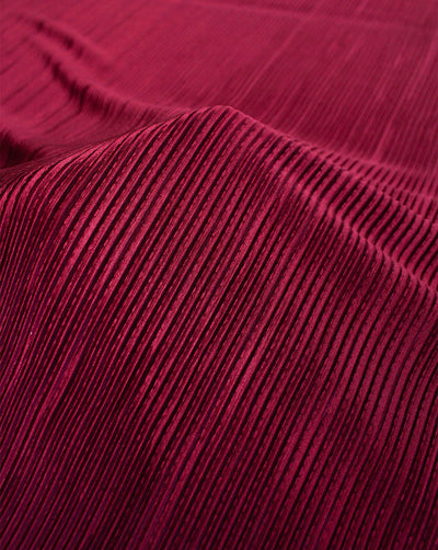 MAROON POLYESTER PLEATED FABRIC