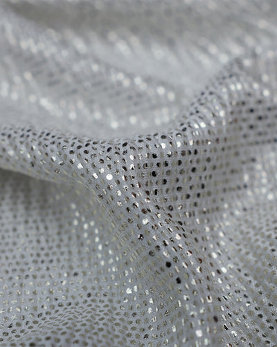 WHITE POLYESTER LUREX PLEATED FABRIC ( WIDTH 58 INCHES )