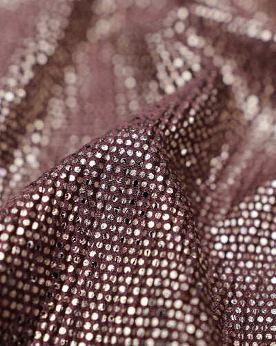 BROWN POLYESTER LUREX PLEATED FABRIC ( WIDTH 58 INCHES )