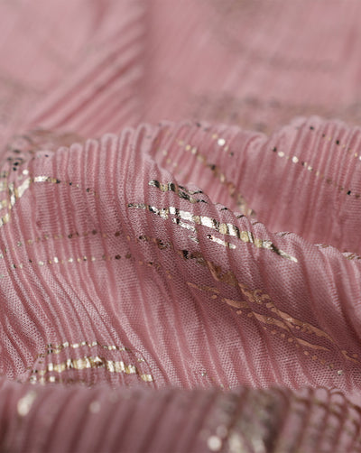POLYESTER SATIN PLEATED FOIL PRINT FABRIC ( WIDTH 58 INCHES )