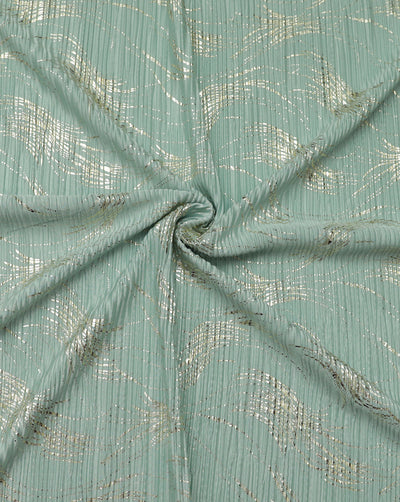 POLYESTER SATIN PLEATED FOIL PRINT FABRIC ( WIDTH 58 INCHES )