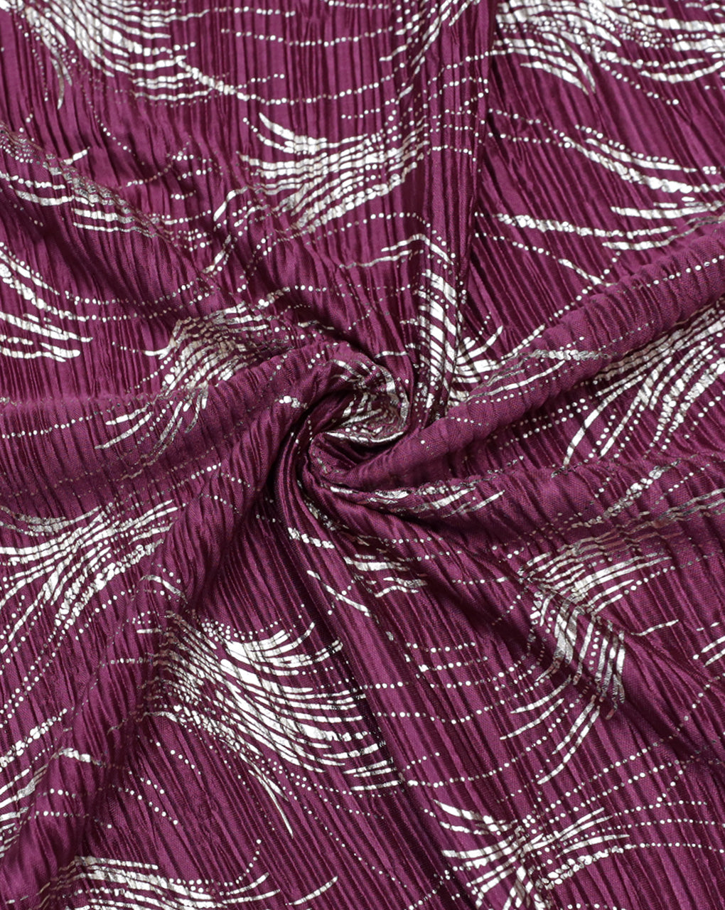 POLYESTER SATIN PLEATED FOIL PRINT FABRIC ( WIDTH 58 INCHES )