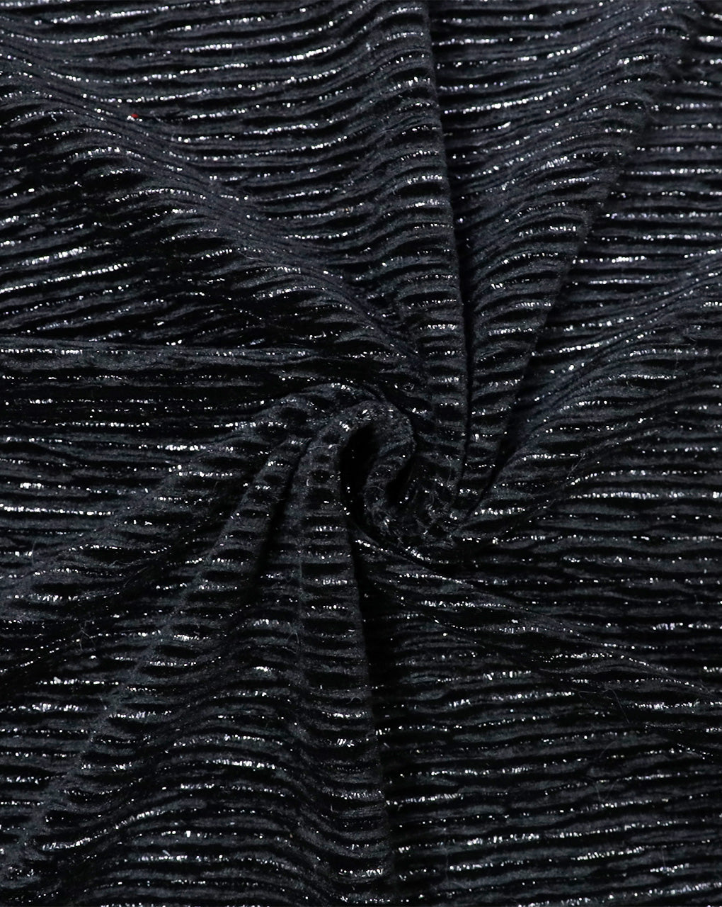 BLACK LUREX LYCRA POLYESTER PLEATED VELVET FABRIC (WIDTH 58 INCHES)