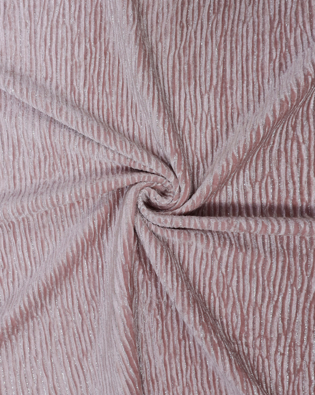 LIGHT PINK LUREX LYCRA POLYESTER PLEATED VELVET FABRIC (WIDTH 58 INCHES)