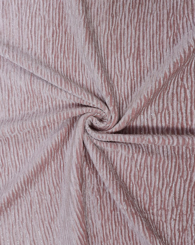 LIGHT PINK LUREX LYCRA POLYESTER PLEATED VELVET FABRIC (WIDTH 58 INCHES)