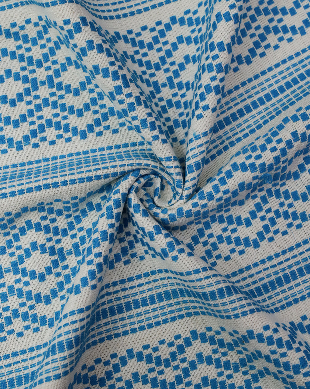 WHITE & BLUE COTTON ACRYLIC JACQUARD FABRIC