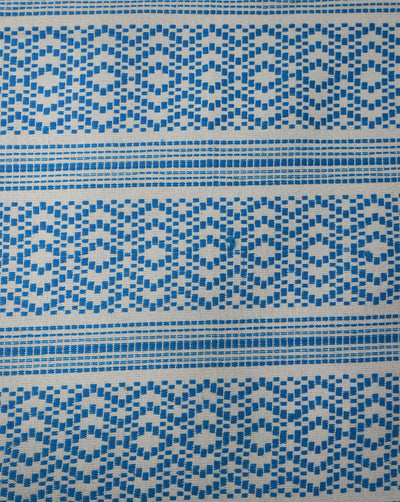 WHITE & BLUE COTTON ACRYLIC JACQUARD FABRIC