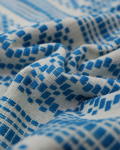 WHITE & BLUE COTTON ACRYLIC JACQUARD FABRIC