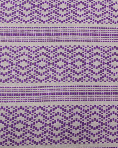 WHITE & PURPLE COTTON ACRYLIC JACQUARD FABRIC