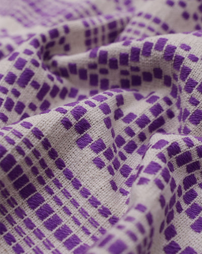 WHITE & PURPLE COTTON ACRYLIC JACQUARD FABRIC