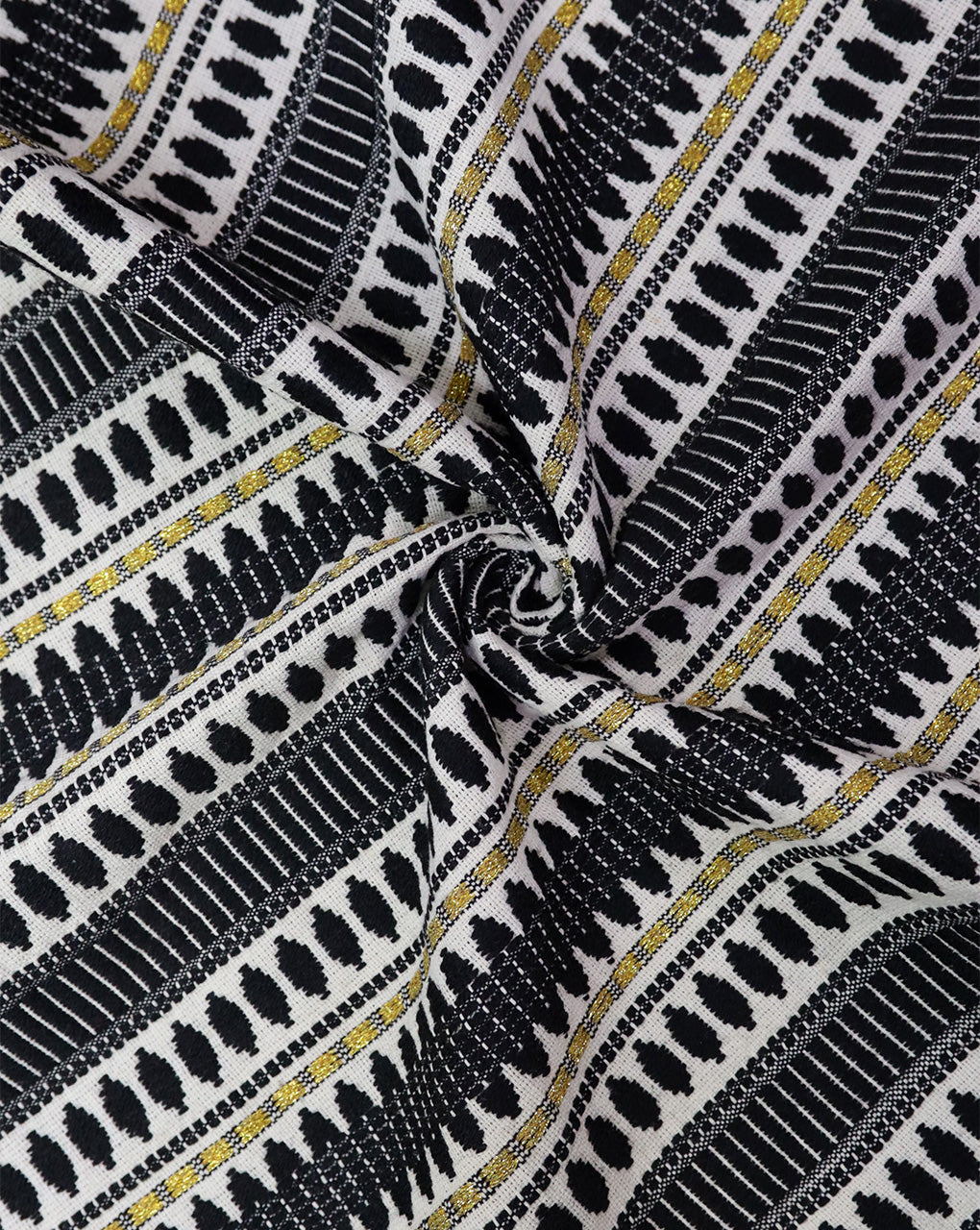 BLACK & WHITE COTTON ACRYLIC JACQUARD FABRIC WITH LUREX