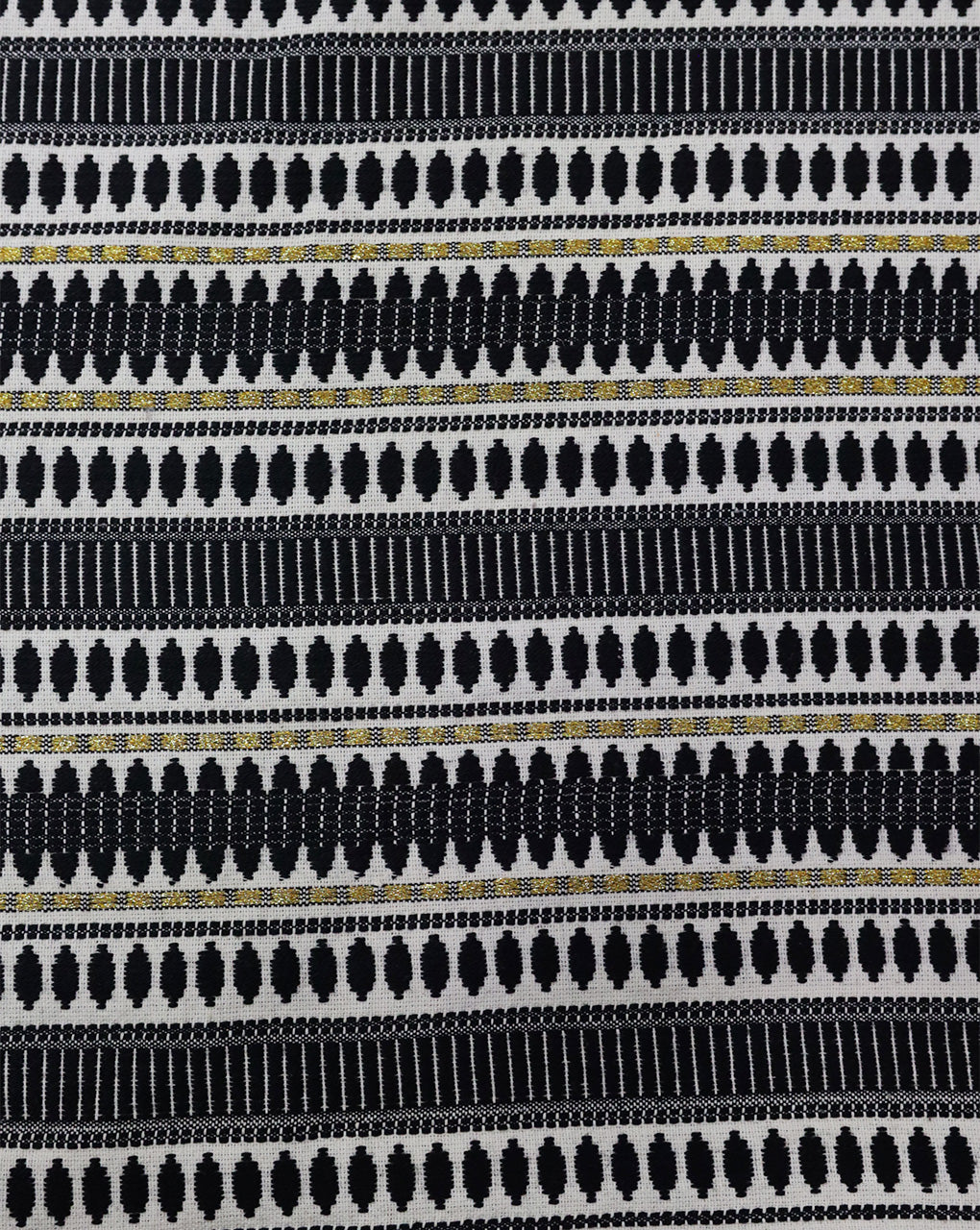 BLACK & WHITE COTTON ACRYLIC JACQUARD FABRIC WITH LUREX