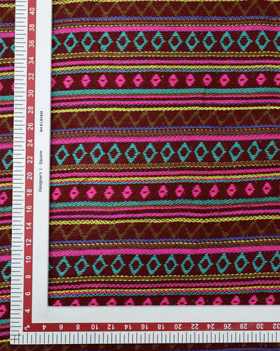 MULTICOLOR ABSTRACT DESIGN ACRYLIC JACQUARD FABRIC