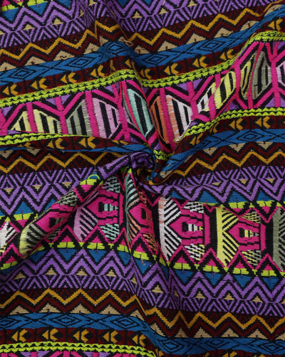 MULTICOLOR ABSTRACT DESIGN COTTON ACRYLIC JACQUARD FABRIC