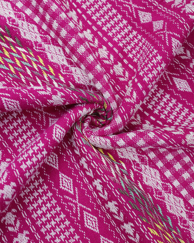 PINK & WHITE ABSTRACT DESIGN ACRYLIC JACQUARD FABRIC