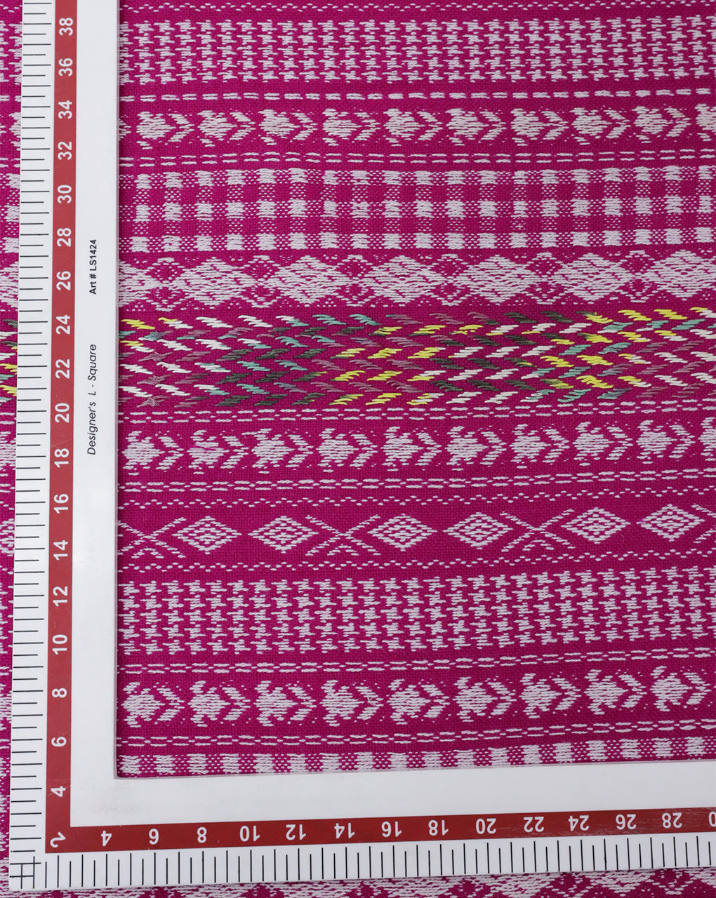 PINK & WHITE ABSTRACT DESIGN ACRYLIC JACQUARD FABRIC