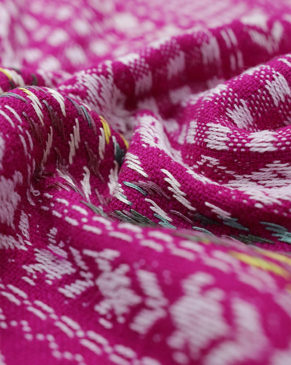 PINK & WHITE ABSTRACT DESIGN ACRYLIC JACQUARD FABRIC