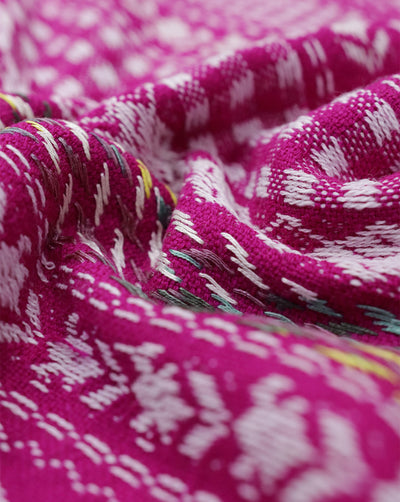 PINK & WHITE ABSTRACT DESIGN ACRYLIC JACQUARD FABRIC