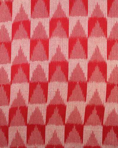 Red And White Abstract Cotton Ikat Fabric