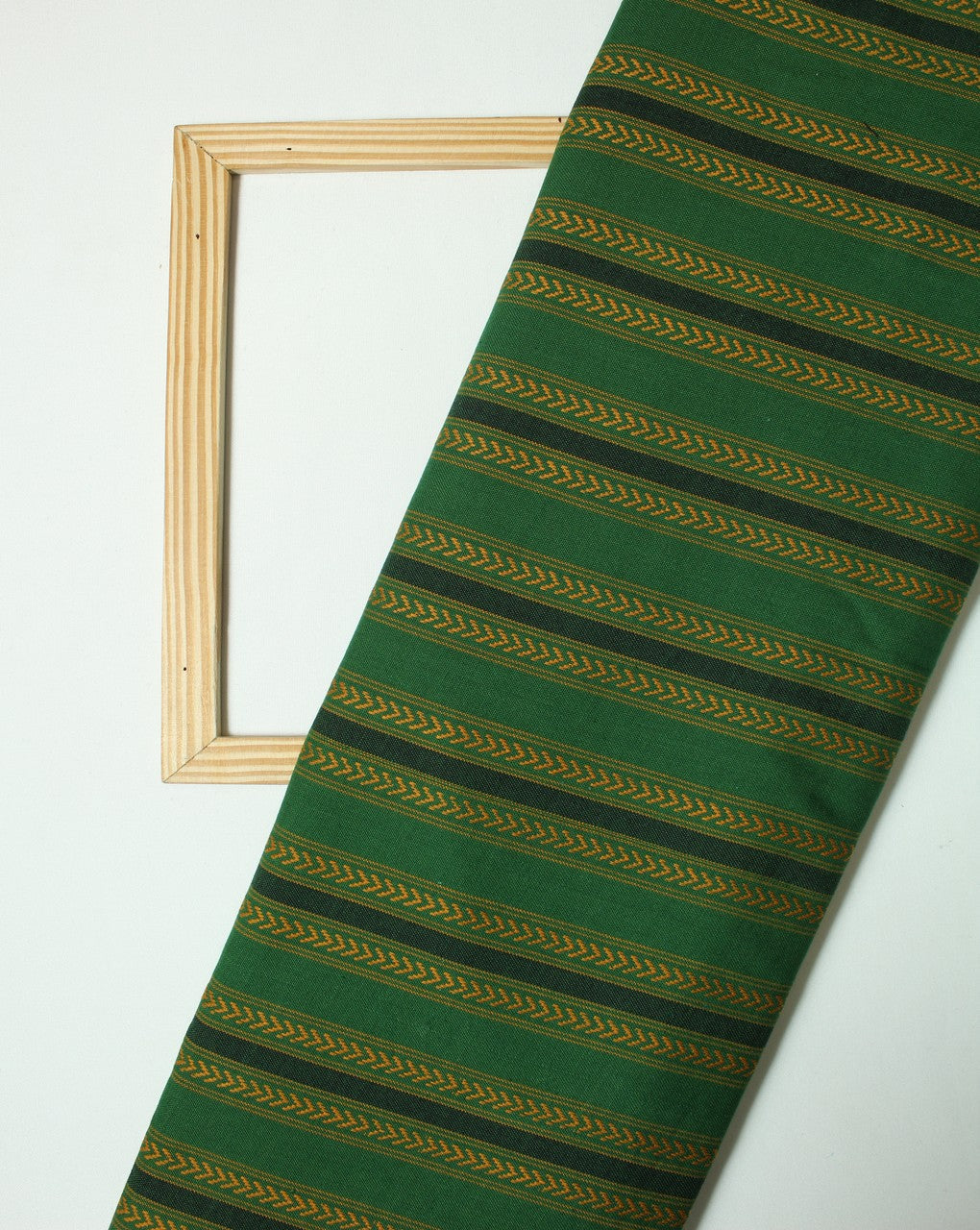 Green And Yellow Stripe Cotton Ikat Fabric